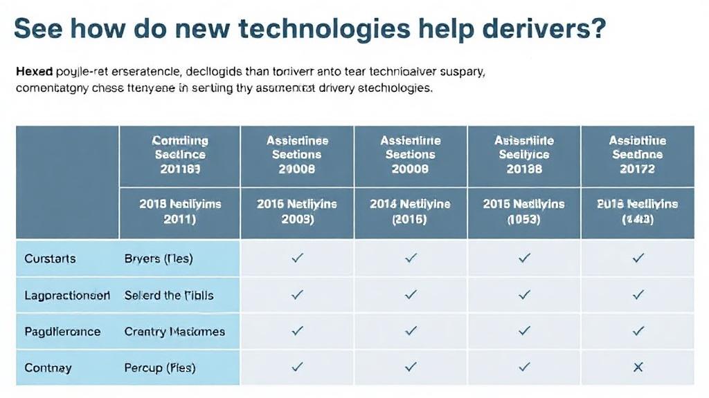 Jak nowe technologie pomagają kierowcom?. Tabela porównawcza kluczowych technologii wspomagających kierowcę Jak nowe technologie pomagają kierowcom?. Tabela porównawcza kluczowych technologii wspomagających kierowcę